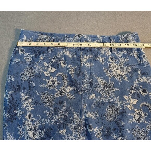 Time & Tru Womens Size XL (16-18) High Rise Denim Style Pull On Floral Jeggings - Picture 5 of 11